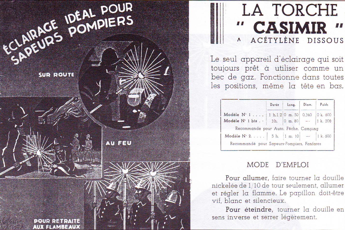 Dpliant publicitaire de la torche Casimir