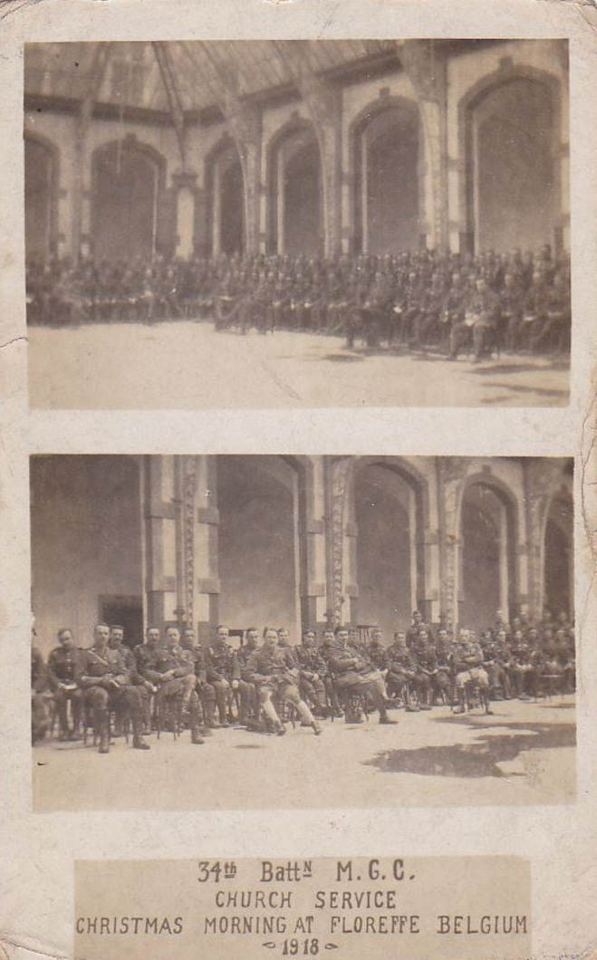 Floreffe 34th Division Batt M.G.C. Church Service Christmas Morning 1918 Noël Floreffe 34th Division Batt M.G.C. Church Service Christmas Morning 1918 Noël